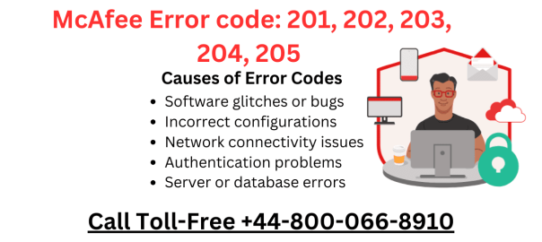 McAfee Error code: 201, 202, 203, 204, 205, Causes of Error Codes: